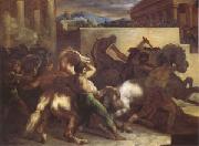 Theodore   Gericault Race of Wild Horses at Rome (mk05) Sweden oil painting artist